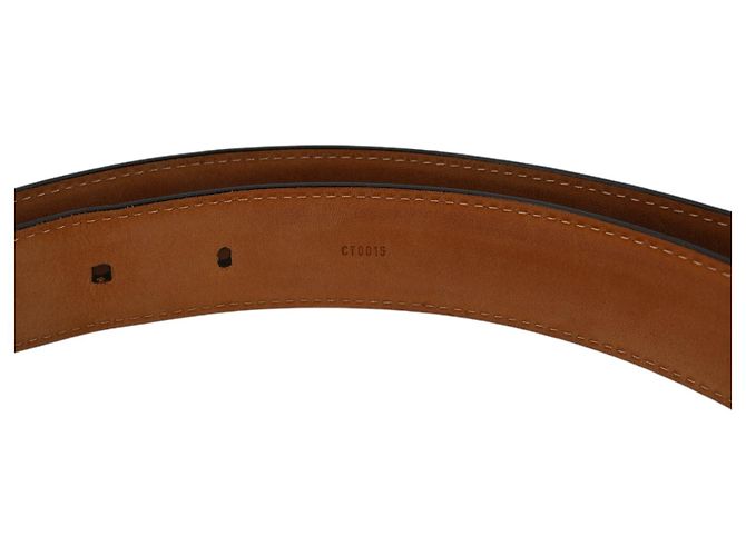 Louis Vuitton Vintage schwarter Taiga Leder Ellipse Gürtel Größe 90/36 Schwarz - Ansicht 3