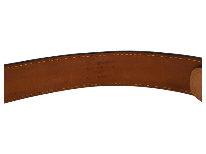 Louis Vuitton Vintage schwarter Taiga Leder Ellipse Gürtel Größe 90/36 Schwarz - Ansicht 5