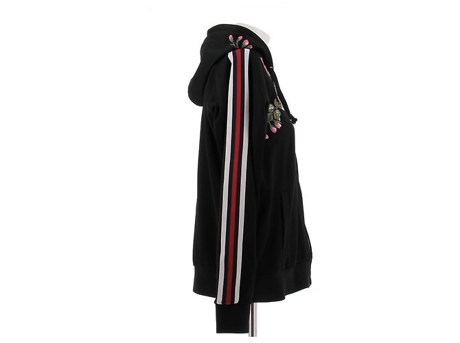 Gucci Sudadera negra con capucha bordada Negro - vista 3