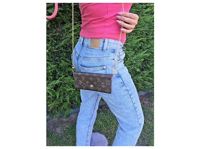 Pochette Félicie Portafoglio Louis Vuitton Monogram Pochette Felicie Marrone - vista 3