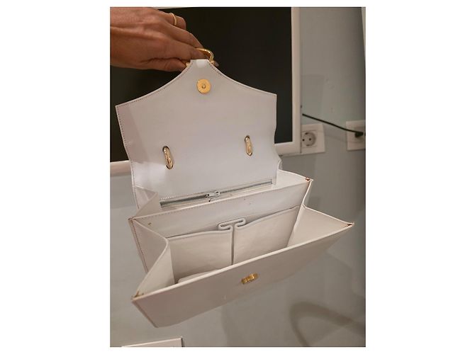 Céline Celine Borsa a mano Classica in pelle bianca Bianco - vista 6