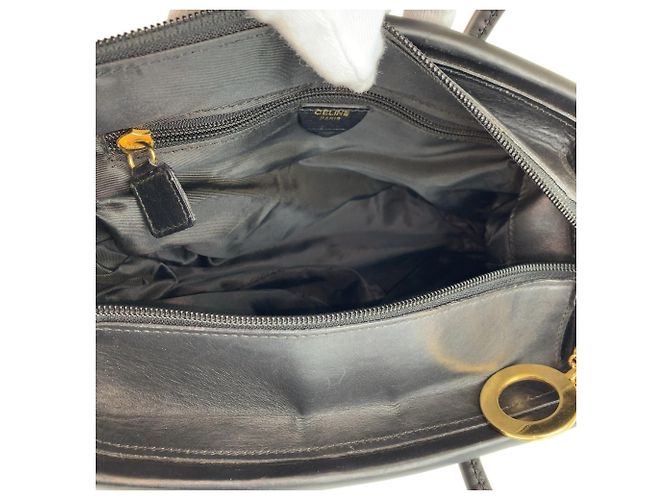 Céline Borsa Celine Vintage Circle Logo in nylon nero e pelle - vista 8