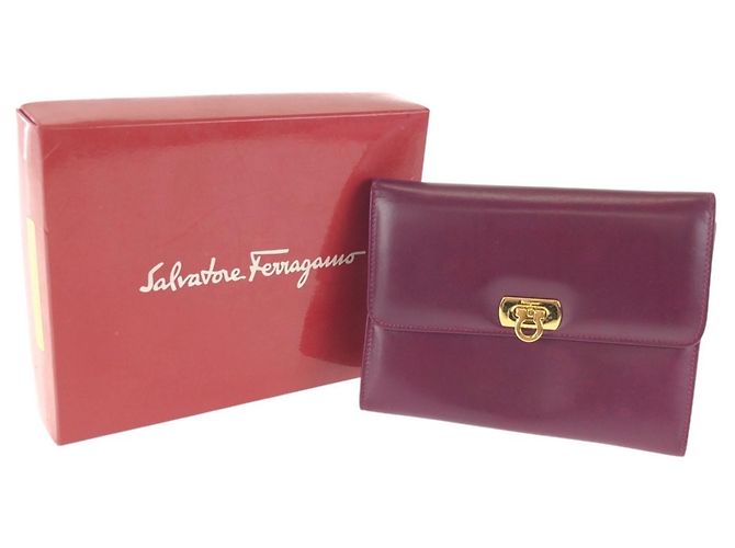 Clutch in pelle viola Salvatore Ferragamo Porpora - vista 10