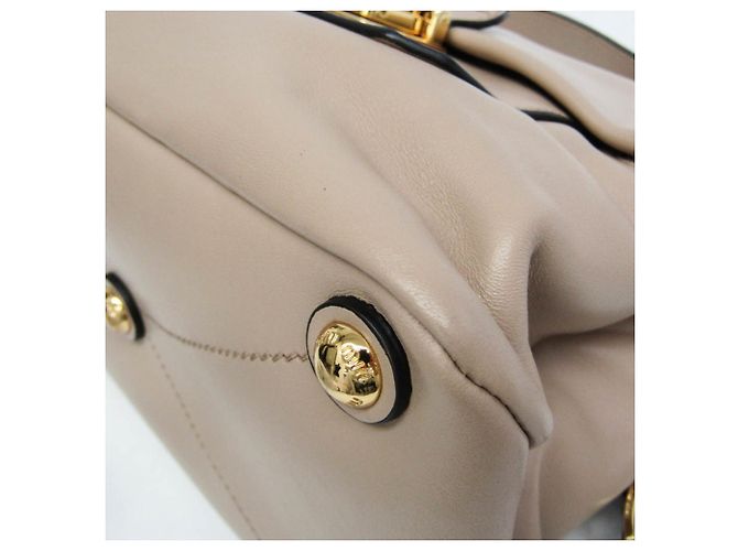 Borsa a mano in pelle da donna Miu Miu beige chiaro - vista 4