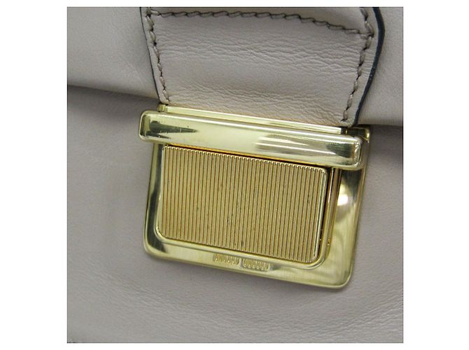 Borsa a mano in pelle da donna Miu Miu beige chiaro - vista 6