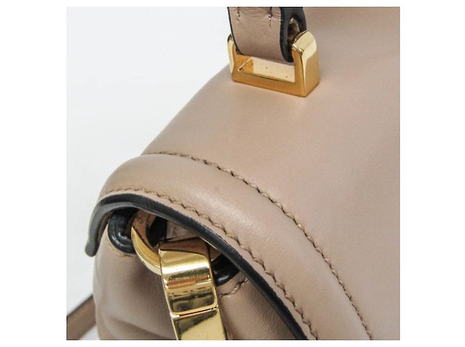 Borsa a mano in pelle da donna Miu Miu beige chiaro - vista 9