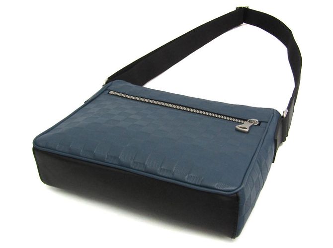 Borsa a tracolla Louis Vuitton Damier Infini District PM N41035 Blu - vista 2