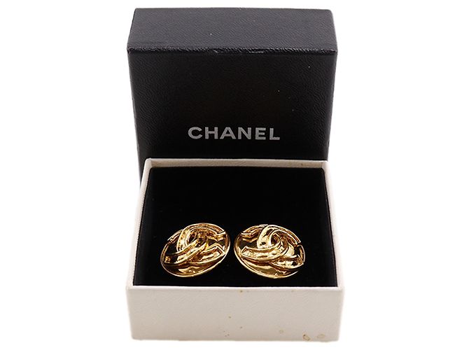 Orecchini Chanel Gold CC placcati oro tondi con clip D'oro - vista 11