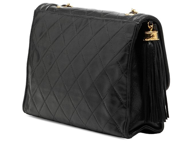 Chanel Black Quilted Lambskin Tassel Flap Nero - vista 2