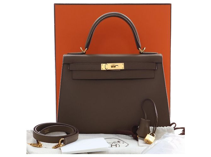 Hermès Kelly Sellier II 28 in Veau Madame marrone Marrone scuro - vista 15