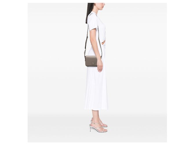 Prada Borsa a tracolla in Saffiano grigio Marrone - vista 6