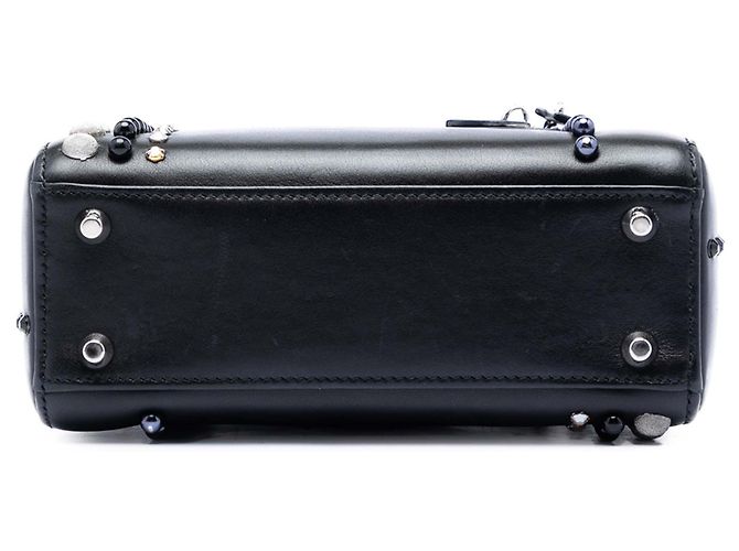Lady Dior in agnello nero con borchie, cristalli e perle - vista 3