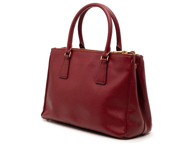 Borsa Prada Red Small Saffiano Lux Galleria Double Zip Rosso Bordò - vista 2