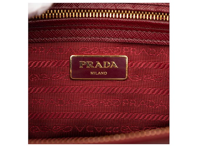 Borsa Prada Red Small Saffiano Lux Galleria Double Zip Rosso Bordò - vista 5