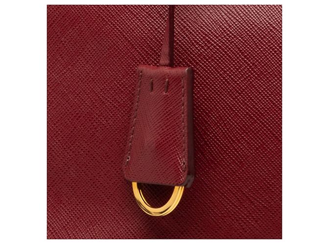 Borsa Prada Red Small Saffiano Lux Galleria Double Zip Rosso Bordò - vista 6