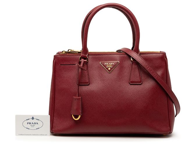 Borsa Prada Red Small Saffiano Lux Galleria Double Zip Rosso Bordò - vista 8