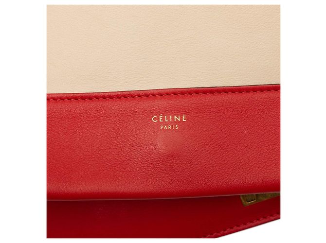 16 Céline Celine Frame Schultertasche aus glänzendem glattem Kalbsleder Beige Medium - Ansicht 5
