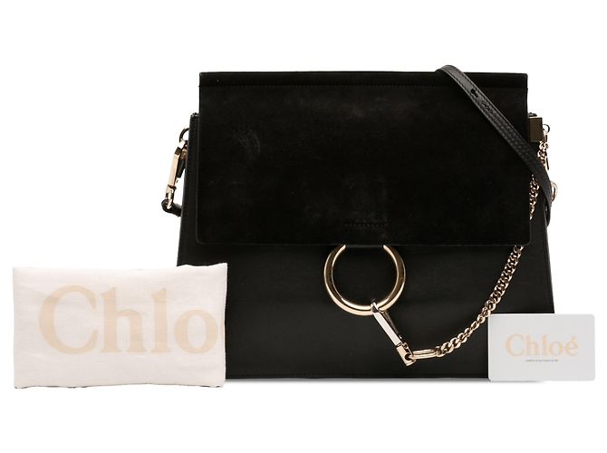 Borsa a tracolla Faye in pelle di vitello e scamosciato nero di medie dimensioni Chloé - vista 7