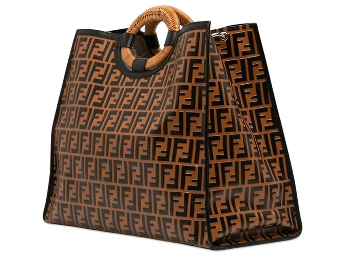Borsa Fendi Marrone Large Zucca Embossed Leather Runaway Shopper Satchel - vista 2