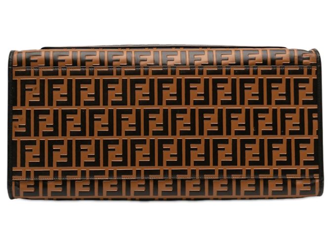 Borsa Fendi Marrone Large Zucca Embossed Leather Runaway Shopper Satchel - vista 3