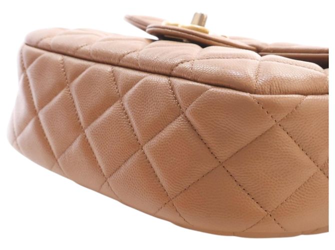 Chanel Borsa a tracolla in caviar trapuntato CC marrone Marrone chiaro - vista 12