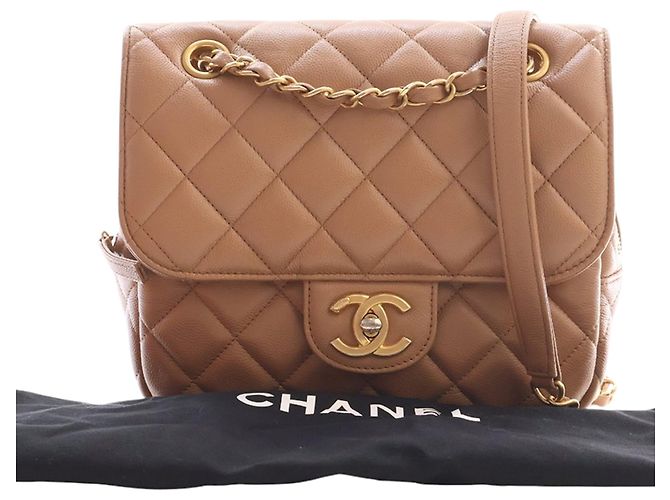 Chanel Borsa a tracolla in caviar trapuntato CC marrone Marrone chiaro - vista 15