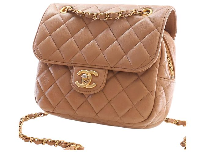 Chanel Borsa a tracolla in caviar trapuntato CC marrone Marrone chiaro - vista 3