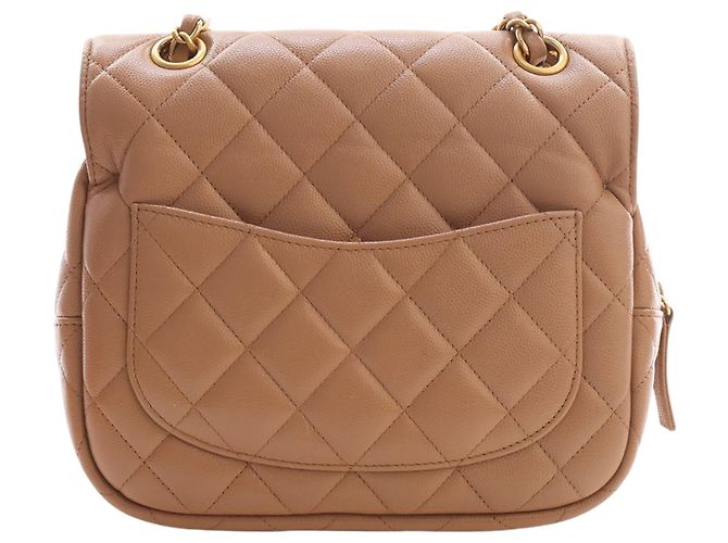 Chanel Borsa a tracolla in caviar trapuntato CC marrone Marrone chiaro - vista 4
