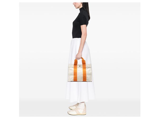 Hermès White Toile Bora Bora PM Bianco - vista 6