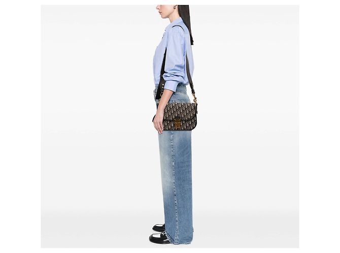 Borsa a tracolla Dior Blue Oblique Canvas Flap Blu navy - vista 7