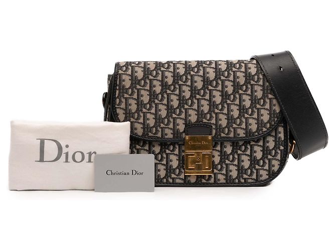 Borsa a tracolla Dior Blue Oblique Canvas Flap Blu navy - vista 8