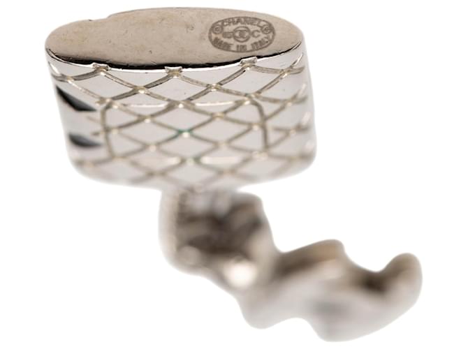 Orecchini Chanel Silver CC Brass Cambon Ligne Drop Pushback Argento - vista 3