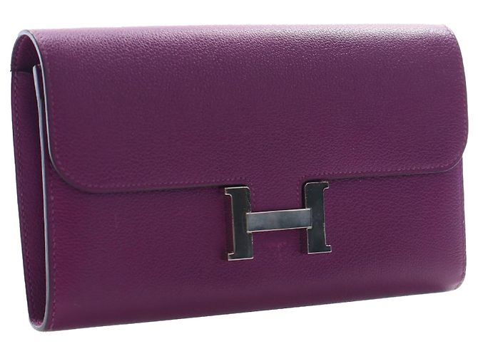Cartera larga Constance en piel Epsom morado Hermès Púrpura Morado oscuro - vista 11
