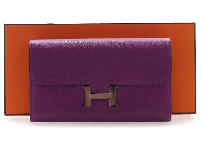 Cartera larga Constance en piel Epsom morado Hermès Púrpura Morado oscuro - vista 15