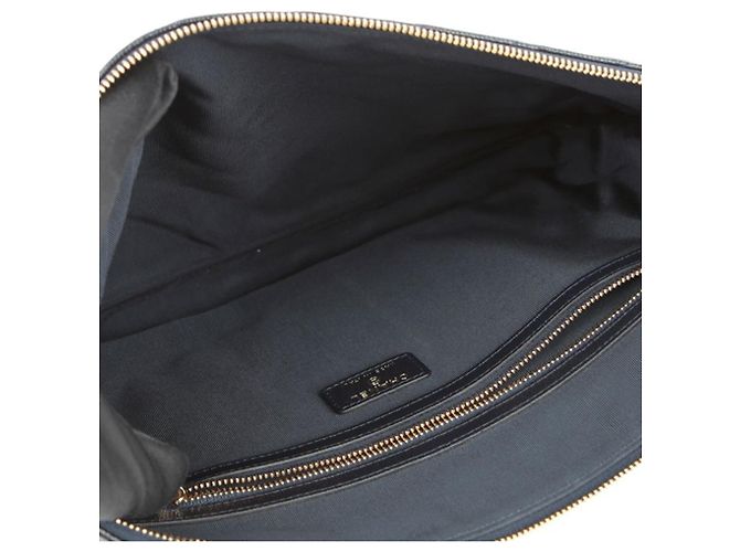 Chanel Clutch Classic Large in Pelle Caviar Blu - vista 10