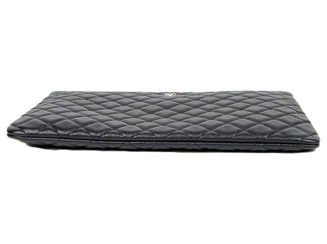 Chanel Clutch Classic Large in Pelle Caviar Blu - vista 6