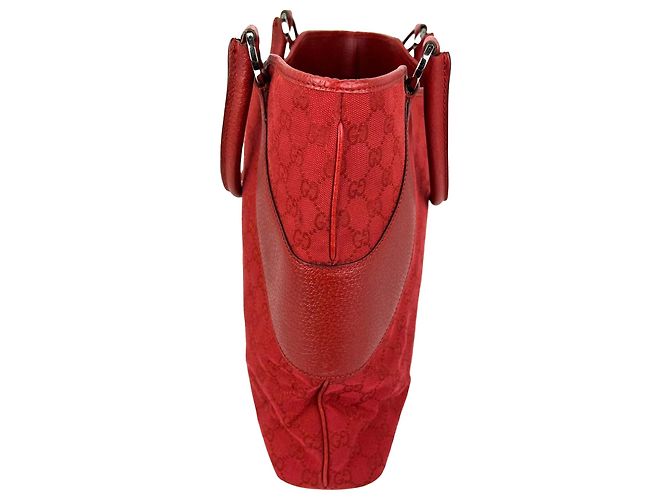 Borsa Tote a Spalla Gucci GG Canvas Rossa Rosso - vista 10