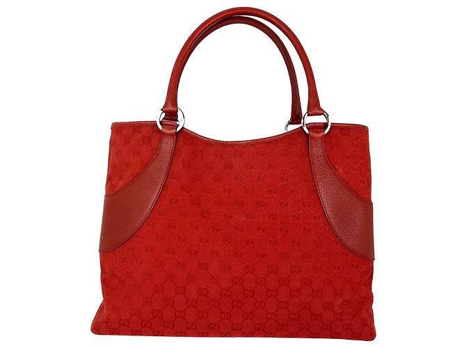Borsa Tote a Spalla Gucci GG Canvas Rossa Rosso - vista 2