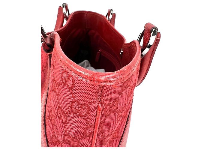 Borsa Tote a Spalla Gucci GG Canvas Rossa Rosso - vista 6