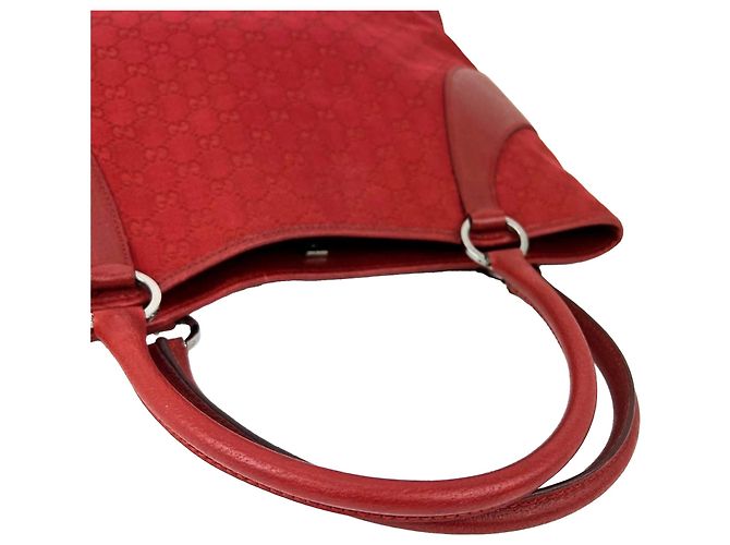 Borsa Tote a Spalla Gucci GG Canvas Rossa Rosso - vista 7