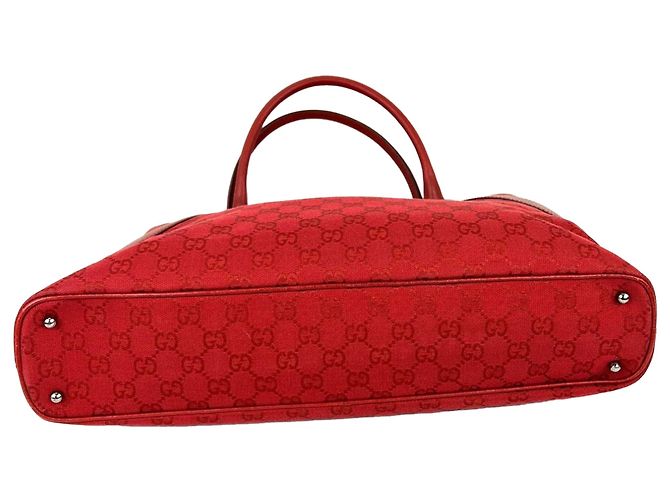 Borsa Tote a Spalla Gucci GG Canvas Rossa Rosso - vista 8
