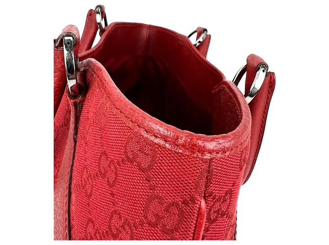 Borsa Tote a Spalla Gucci GG Canvas Rossa Rosso - vista 9