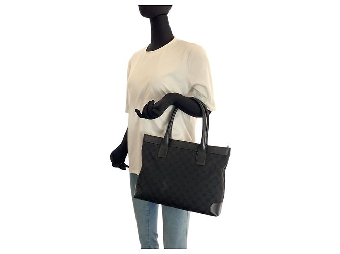Gucci GG Canvas Leder Tote Bag Schwarz - Ansicht 7