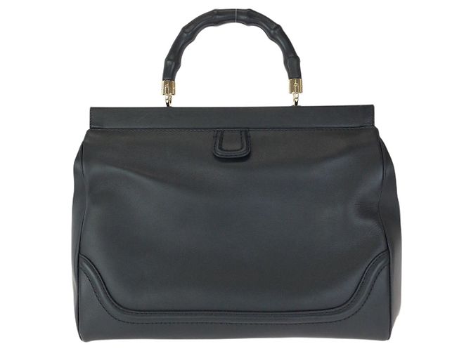 Borsa a mano Gucci Bamboo in pelle nera Nero - vista 2