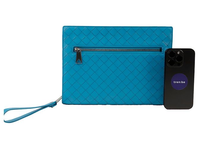 Bottega Veneta Portadocumenti Small Pouch Blu - vista 8