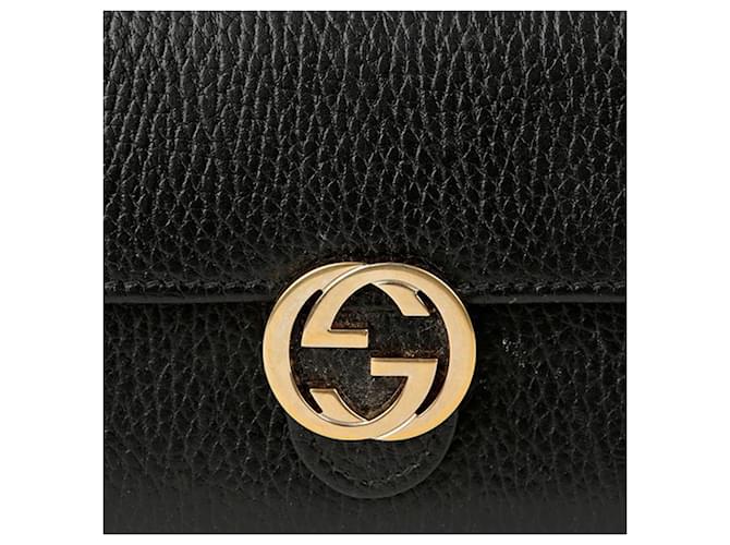 Gucci Portafoglio Lungo Interlocking Nero - vista 2