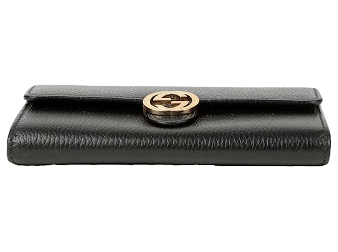 Gucci Portafoglio Lungo Interlocking Nero - vista 5