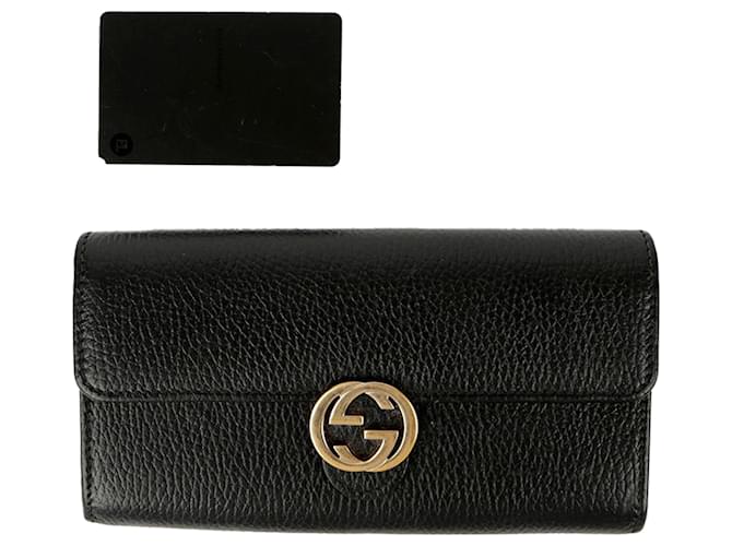Gucci Portafoglio Lungo Interlocking Nero - vista 9