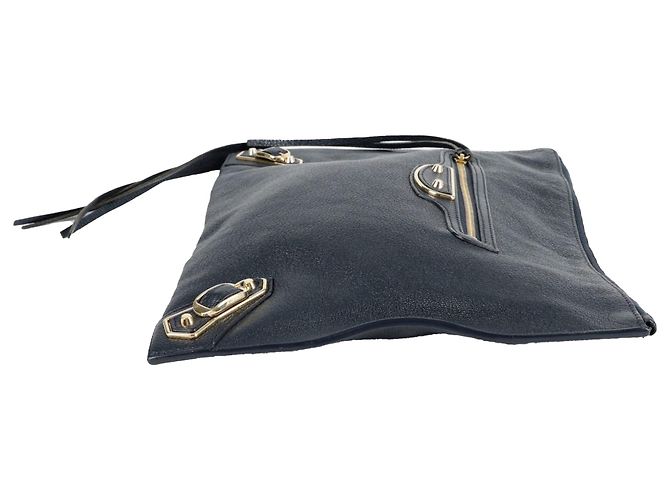 Balenciaga Clutch Medium Classic Metallic Edge Blu - vista 7