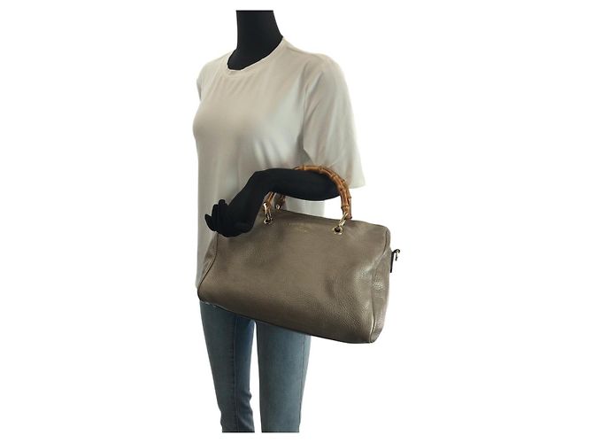 Bamboo Borsa a tracolla in pelle con manico in bambù Gucci D'oro Metallico - vista 7